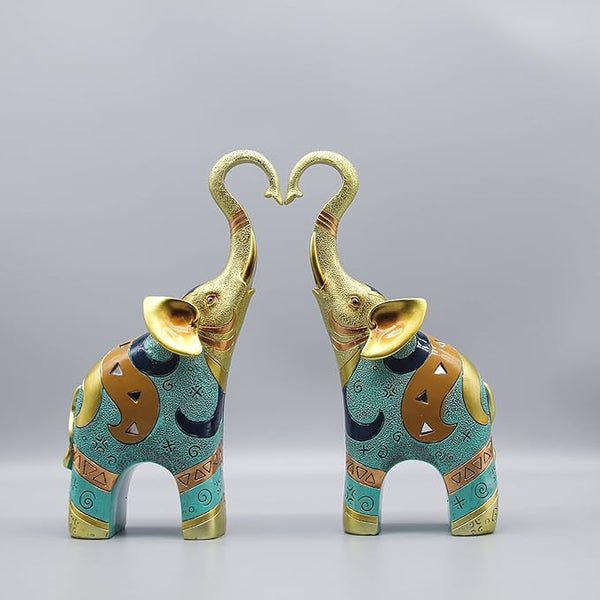 Gold Elephant Statue and Small Figurine for Home Decor